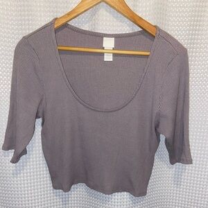 H&M ribbed stretchy cropped‎ top size Large
